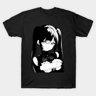 Black and white cute anime girl T-Shirt